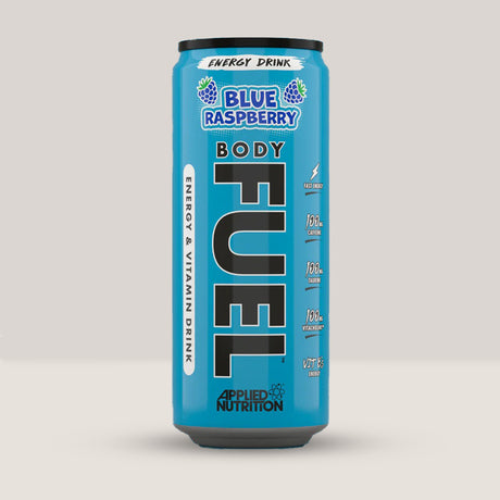 Imagine cu doza de BODY FUEL ENERGY CAN de la APPLIED NUTRITION, 330ml per doză. Blue raspberry aroma.
