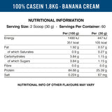 Imagine cu tabelul nutritional de Casein Protein 100% (900g, 30 de serviri) de la Applied Nutrition, o proteină din cazeină cu eliberare lentă.