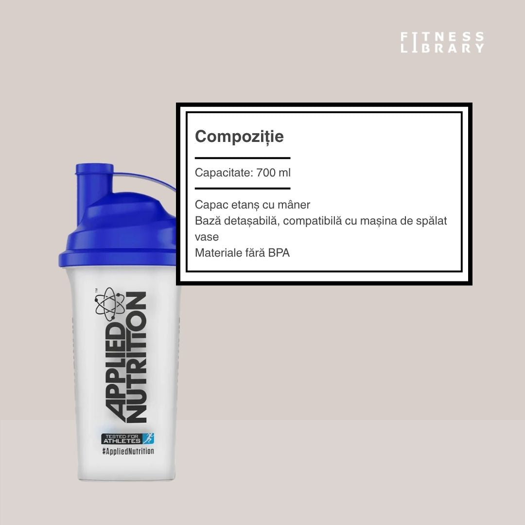Shaker Clasic APPLIED NUTRITION: Mixare perfectă, gust desăvârșit, obiective atinse.