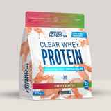 Imagine cu o cutie de Clear Whey Protein (875g, 35 de serviri) de la Applied Nutrition, o proteină din zer hidrolizată cu gust răcoritor. Cu aromă de cireșe și măr.