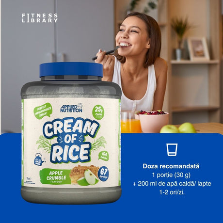 Energie constantă cu Cream of Rice de la Applied Nutrition.  Performanță maximă și vitalitate pentru zile pline de realizări.
