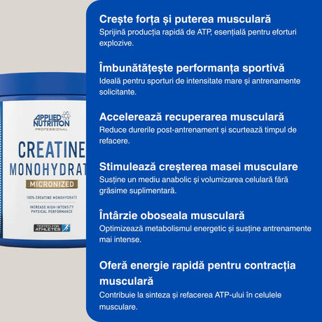 Creatină Monohidrată Micronizată - Forță maximă, performanță de vârf.