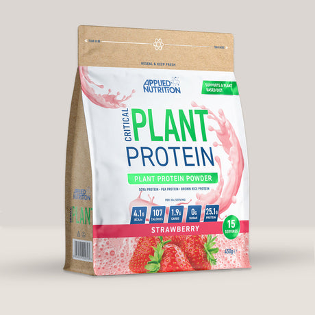 Cutie de proteină vegetală de la APPLIED NUTRITION, 450g cu aromă de căpșuni. 15 serviri!