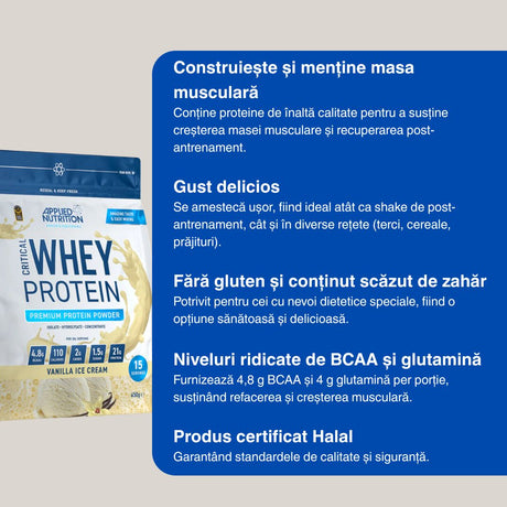 Proteină zer Critical Whey: Performanță maximă, recuperare rapidă, siluetă sculptată.