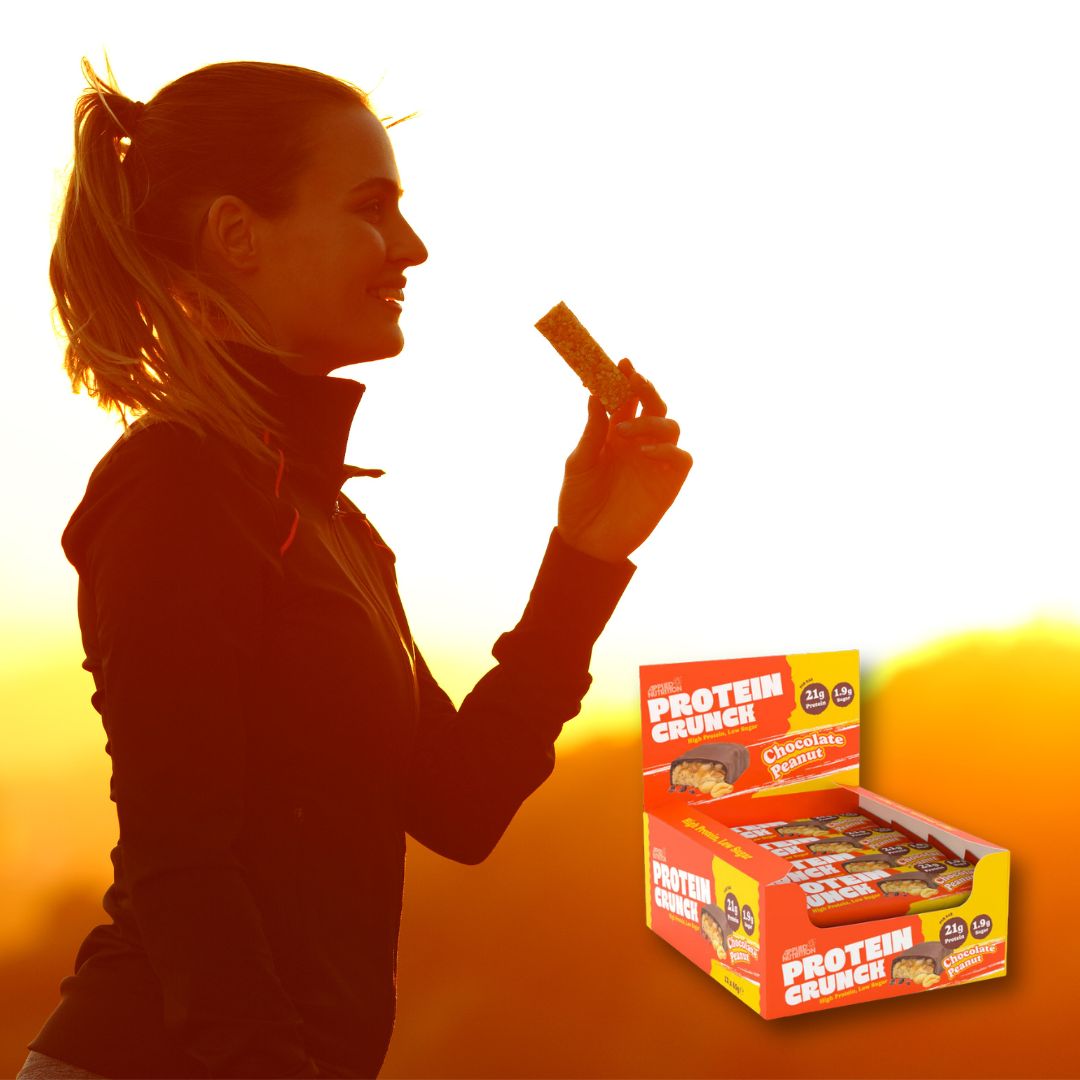 Batoane proteice Crunch - Ciocolată belgiană și textură crocantă pentru performanță maximă după antrenament.