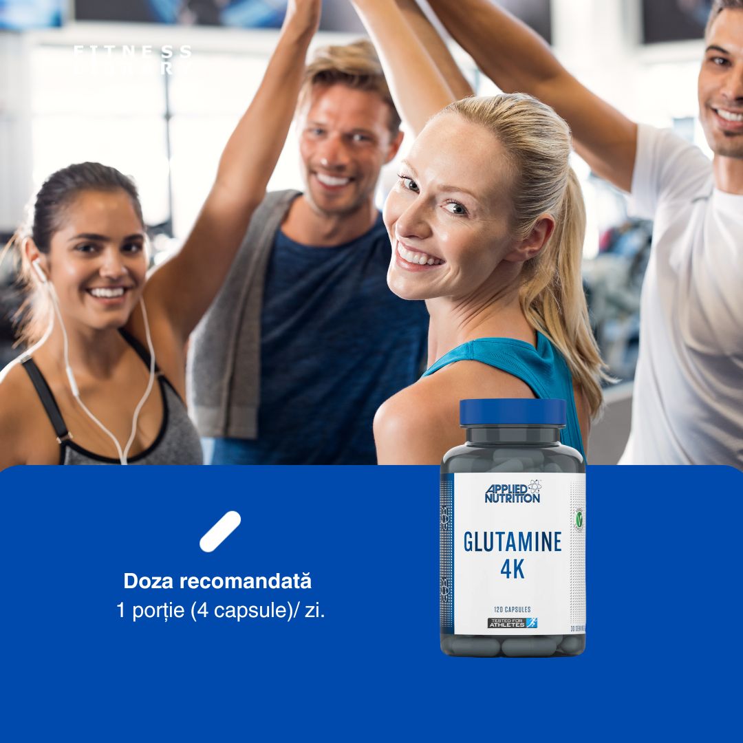 Performanță desăvârșită cu L-Glutamina 4K.  Depășește-ți limitele! Energie și vitalitate zi de zi.