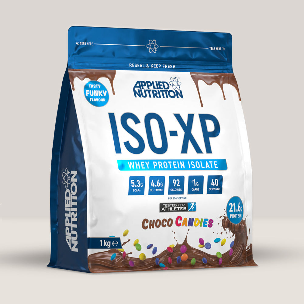 Imagine cu proteina din zer ISO-XP Whey Protein Isolate de la APPLIED NUTRITION, 1kg, 40 de serviri. Choco candies aroma.