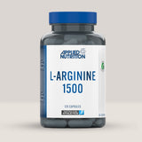 Imagine cu o cutie de L-Arginine 1500 (120 capsule) de la APPLIED NUTRITION, un supliment cu aminoacidul L-arginină pentru sportivi.