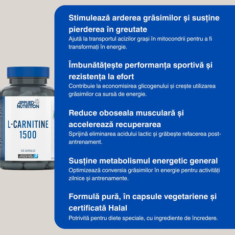 Performanță de vârf și siluetă sculptată cu L-Carnitina L-Tartrat de la Applied Nutrition.