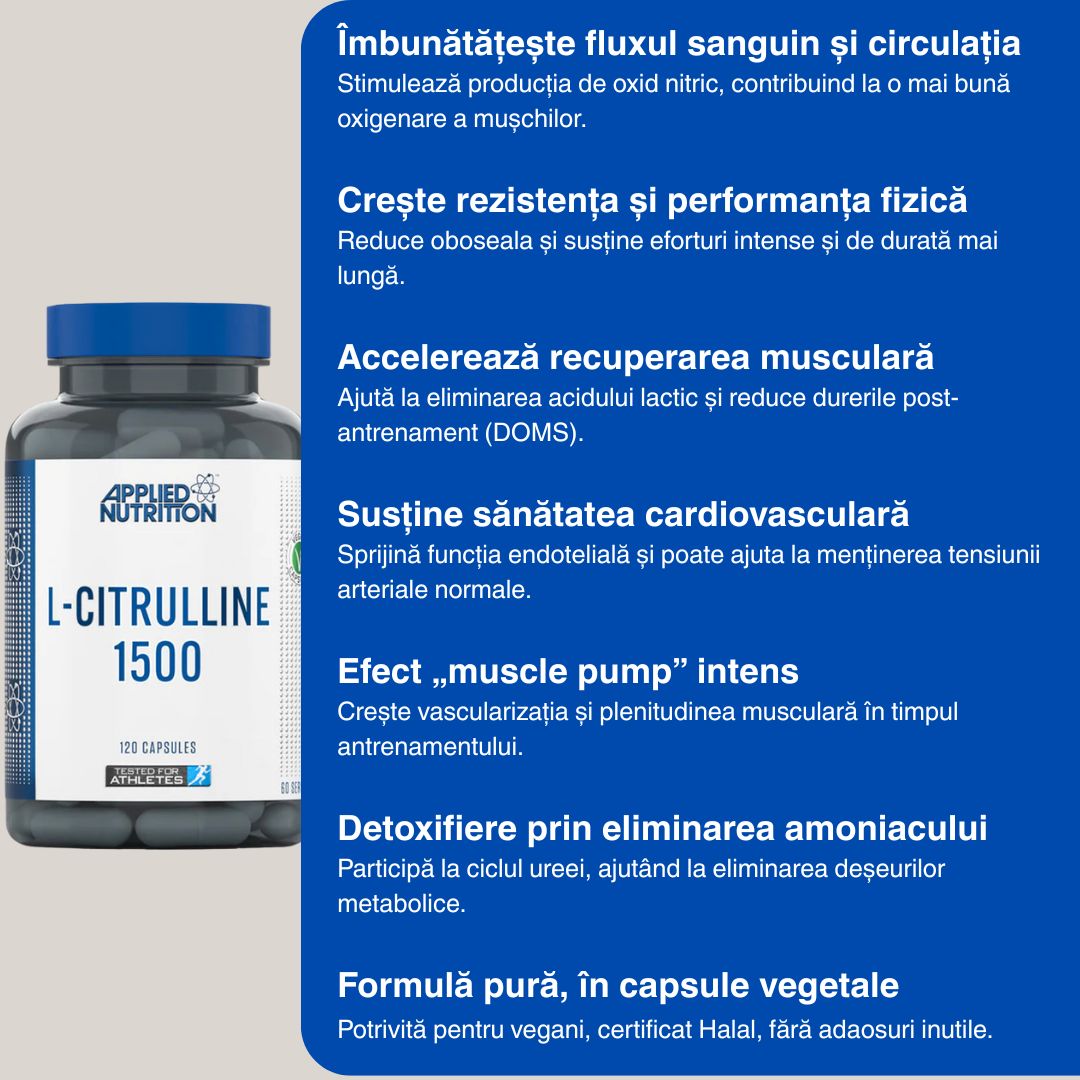 L-Citrulină 1500: Performanță și vitalitate amplificate. Atinge excelența!