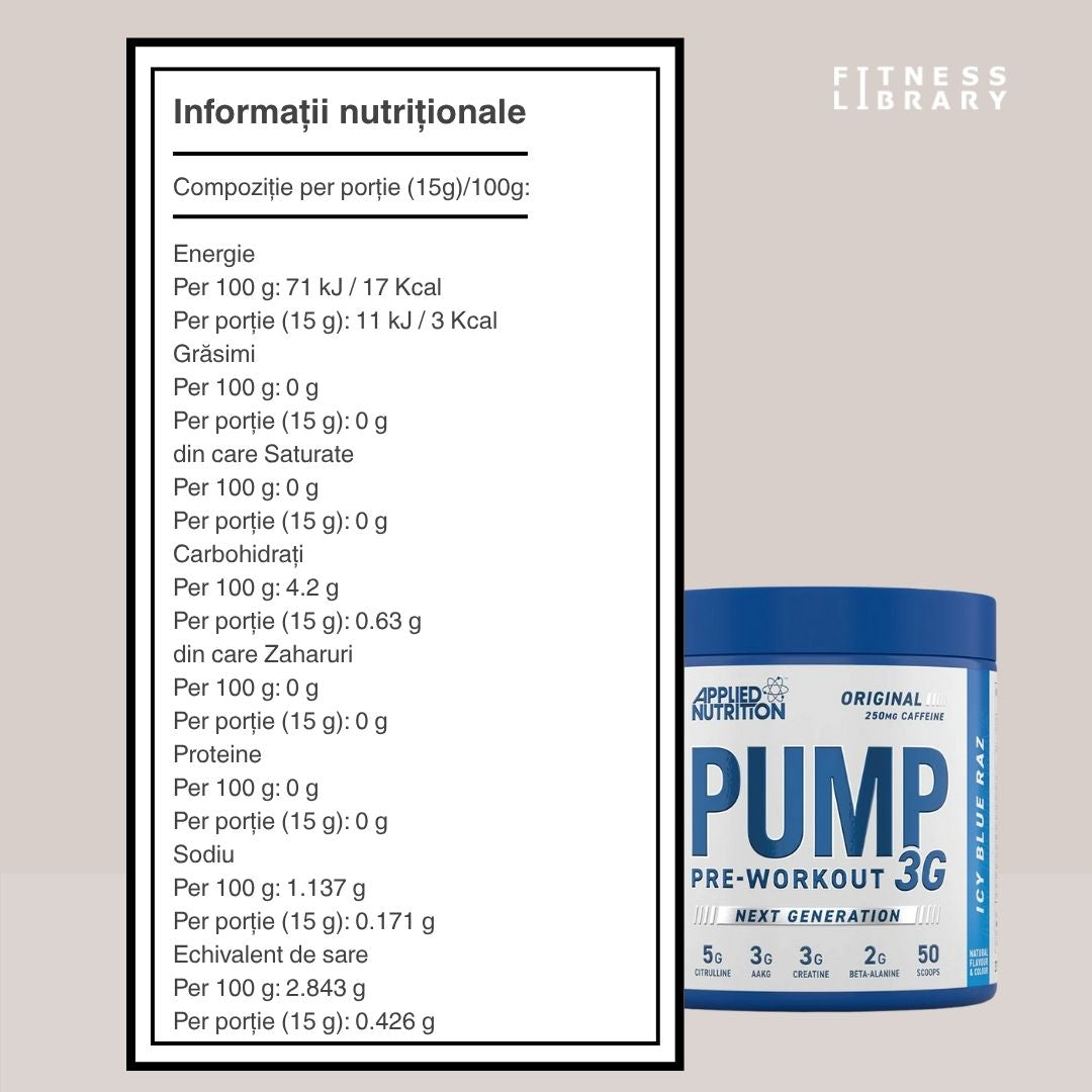 Performanță pură, fără stimulente. Pump 3G Zero de la Applied Nutrition: forță, focus, rezistență.
