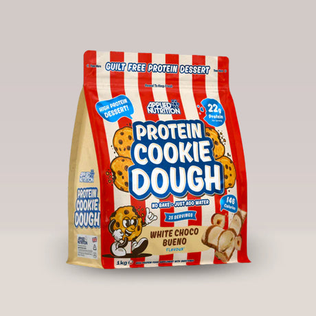Imagine cu proteina sub formă de aluat de prăjitură Protein Cookie Dough de la Applied Nutrition, aromă White Choco Bueno, 1kg, 25 de serviri.