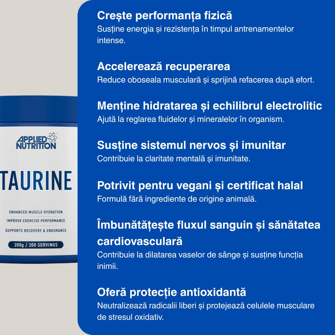 Taurină Pură - Performanță maximă, recuperare rapidă, energie explozivă. Control absolut.