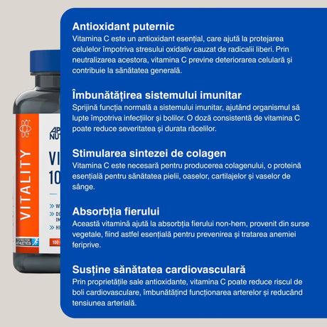 Imunitate puternică, strălucire vizibilă. Vitamina C APPLIED NUTRITION.