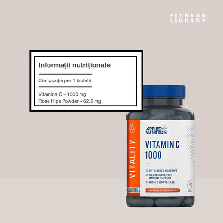 Vitamina C APPLIED NUTRITION: Imunitate puternică și vitalitate amplificată. Antioxidanți pentru un bine resimțit.