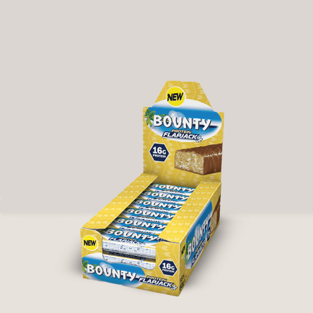 Batoane proteice flapjack Bounty Hi-Protein cu aromă de nucă de cocos și înveliș de ciocolată. x18.