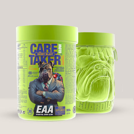 Cutie de Caretaker II EAA Glow de la Zoomad Labs, supliment cu aminoacizi esențiali și glutamină pentru recuperare, 360g.