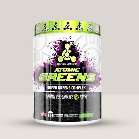 Imagine cu suplimentul alimentar Atomic Greens de la Chemical Warfare, 450g, 30 de serviri. Lemon lime aroma.