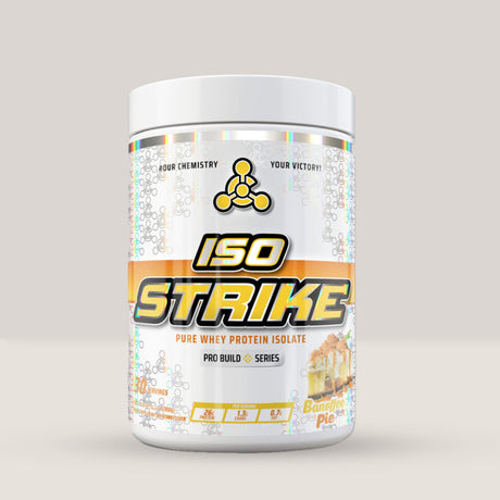 Imagine cu proteina din zer Iso Strike de la Chemical Warfare, 900g, 30 de serviri. Bano toffee pie.