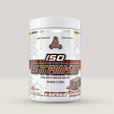 Imagine cu proteina din zer Iso Strike de la Chemical Warfare, 900g, 30 de serviri. Chocolate fudgecake aroma.