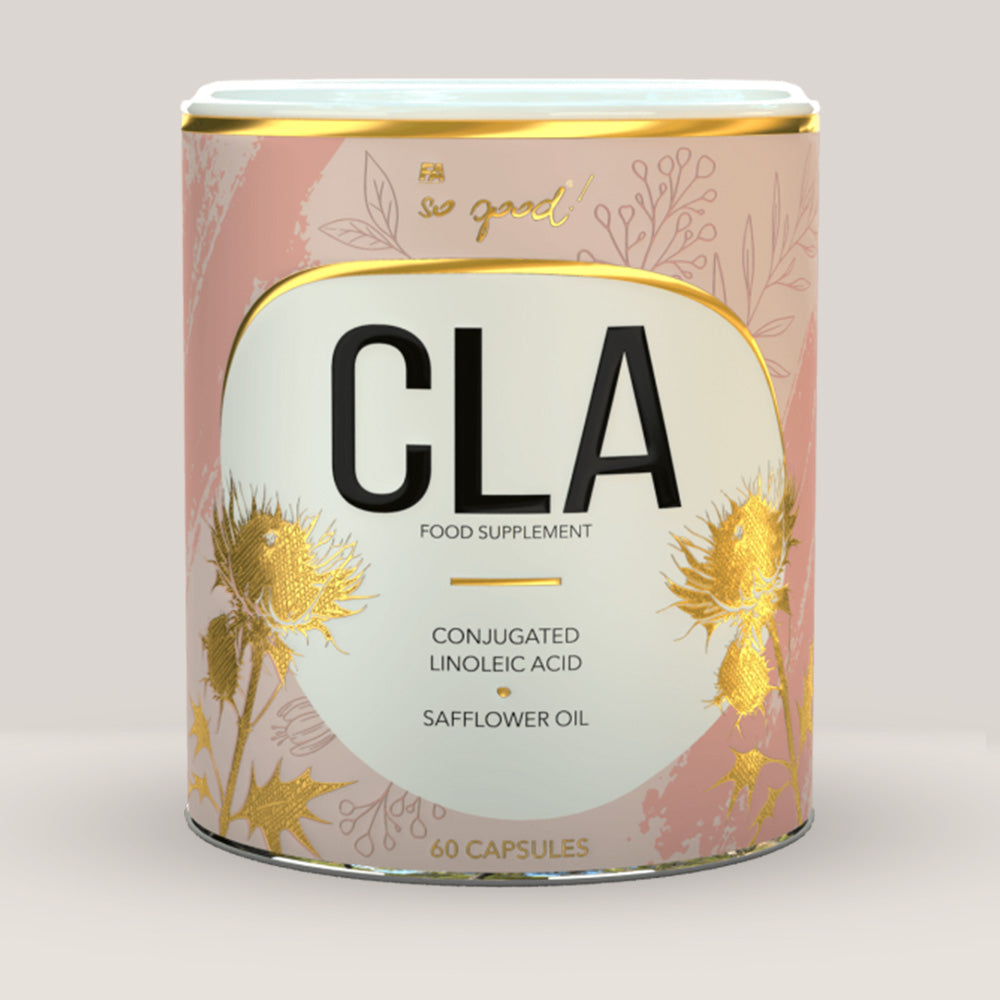 Flacon de CLA din gama so good! de la Fitness Authority, supliment cu 60 de capsule moi pentru arderea grăsimilor.