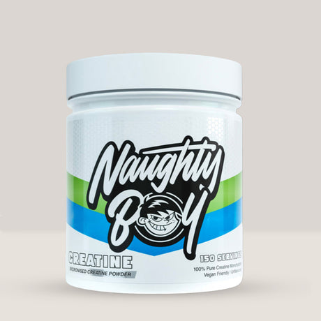 Recipient de Creatină Monohidrată Micronizată de la NaughtyBoy, supliment pur pentru forță și masă musculară, 450g.