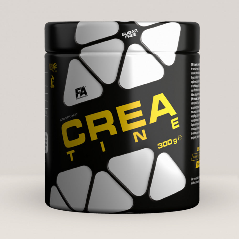 Cutie de Creatine de la Fitness Authority, supliment cu creatină monohidrat și Vitamina B6, ambalaj de 300g.
