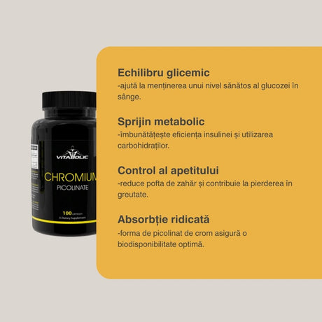 Echilibru interior cu Crom Picolinat Vitabolic. Metabolism echilibrat, stare de bine, zi de zi.
