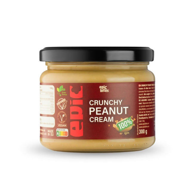Crunchy Peanut Cream 300g - Bogat în proteine, fără zahăr adăugat | EPIC BITES