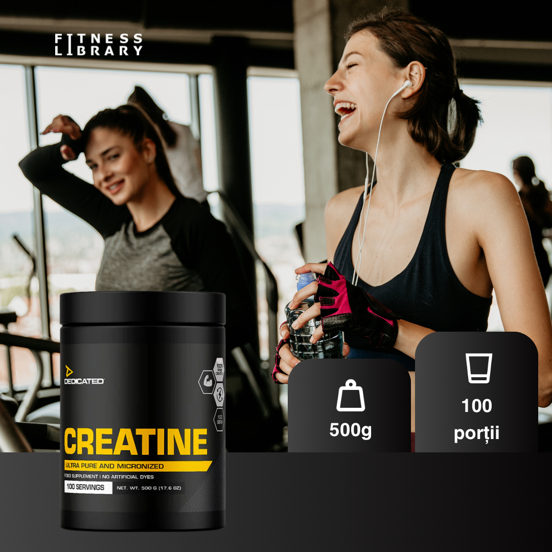 Creatină monohidrată (forță explozivă, masă musculară, recuperare rapidă) – 500 g / 100 porții | DEDICATED