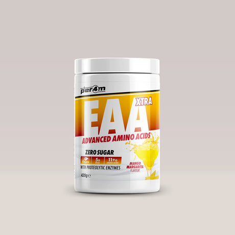 Recipient de aminoacizi esențiali vegani PER4M EAA Xtra, aroma Mango Margarita.