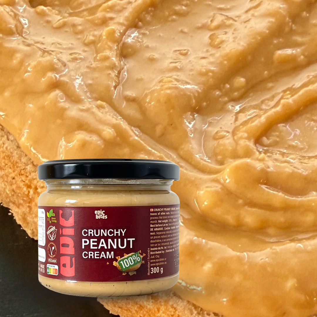Crunchy Peanut Cream 300g – Unt de arahide 100% natural (textură crocantă & fără zahăr adăugat) | EPIC BITES