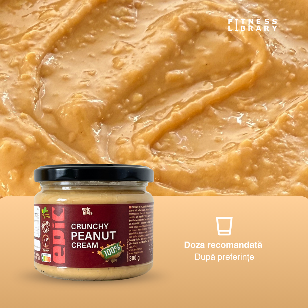 Crunchy Peanut Cream 300g – Unt de arahide 100% natural (textură crocantă & fără zahăr adăugat) | EPIC BITES