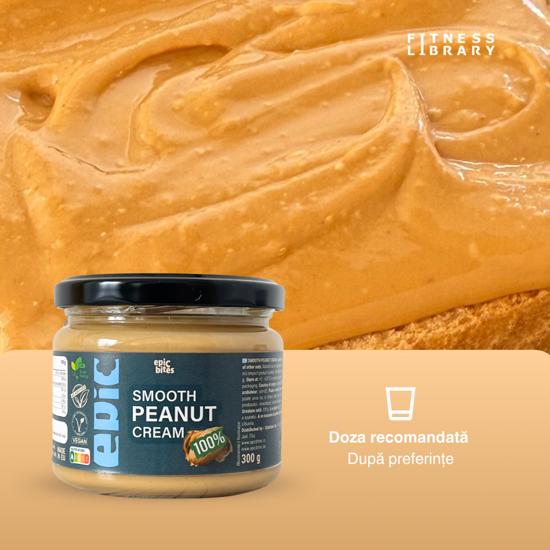 Smooth Peanut Cream 300g – Unt de arahide 100% natural (textură soft & fără zahăr adăugat) | EPIC BITES