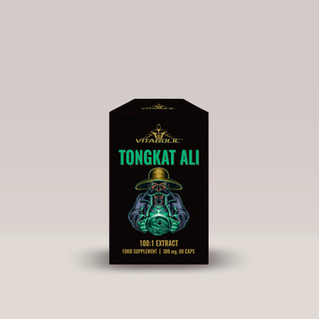 Recipient de Tongkat Ali 100:1 Extract de la Vitabolic, un supliment cu 60 de capsule pentru bărbați.