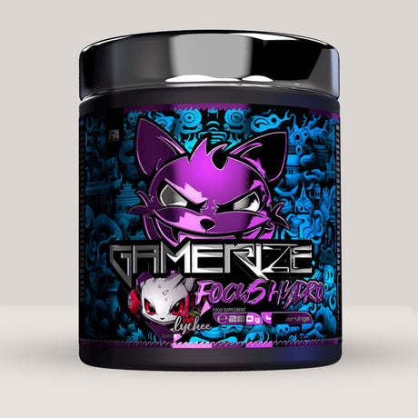 Cutie de Gamerize Focus Hydro de la Fitness Authority, supliment de 280g pentru focus și hidratare, fără cafeină.