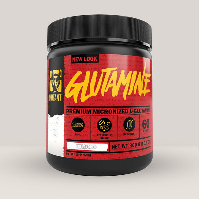 Recipient de Mutant Glutamine, supliment cu L-Glutamină pură și micronizată pentru recuperare, 300g.