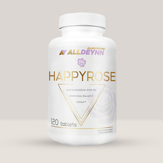 Cutie de Happyrose de la Alldeynn, supliment pentru suportul sindromului premenstrual (PMS), cu 120 de tablete.