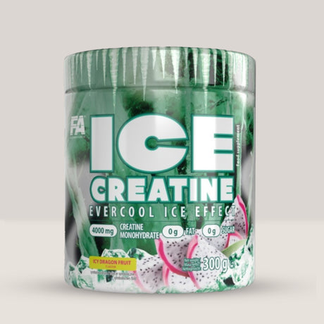 Cutie de ICE Creatine de la Fitness Authority, supliment cu creatină și efect răcoritor pentru forță, ambalaj de 300g.
