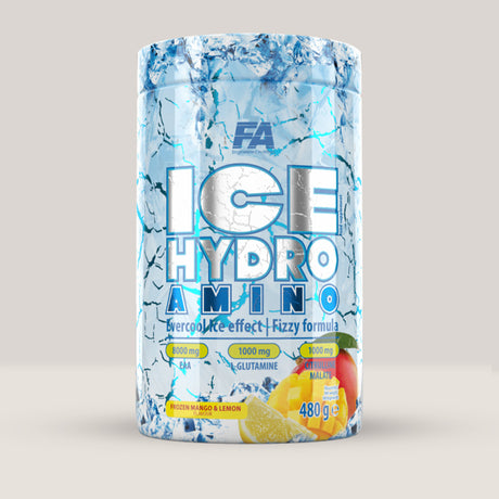 Cutie de ICE Hydro Amino de la Fitness Authority, supliment cu EAA pentru recuperare și hidratare, ambalaj de 480g.