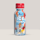 Imagine cu o sticlă de FA ICE Pump Juice Shot 120 ml, un energy drink concentrat pentru pompare musculară cu aromă de fructe exotice.