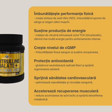 Performanță amplificată. Energie nelimitată. VITABOLIC L-Citrulline Malate + Glutathione.