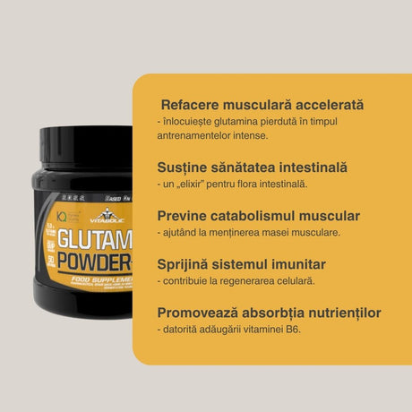 Recuperare musculară rapidă cu Vitabolic Glutamine + B6. Performanță și stare de bine.