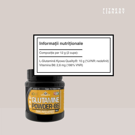 L-Glutamină Kyowa® + B6: Recuperare musculară rapidă și performanță de vârf. Regenerare profundă, energie vitală la fiecare antrenament.