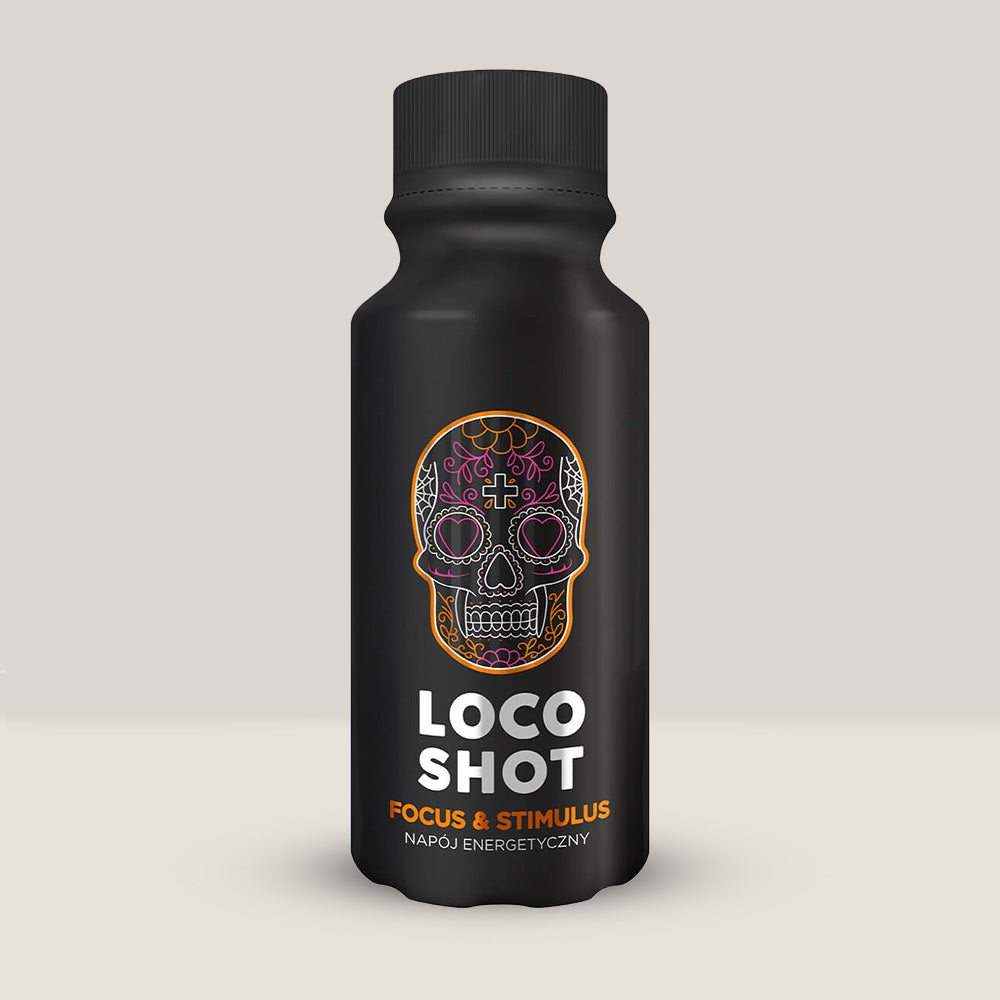 Imagine cu shot-ul energizant Focus & Stimulus de la LOCO, 120ml.