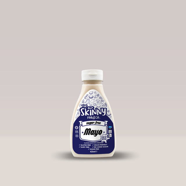 Sticlă de maioneză fără calorii The Skinny Food Co, o alternativă vegană.