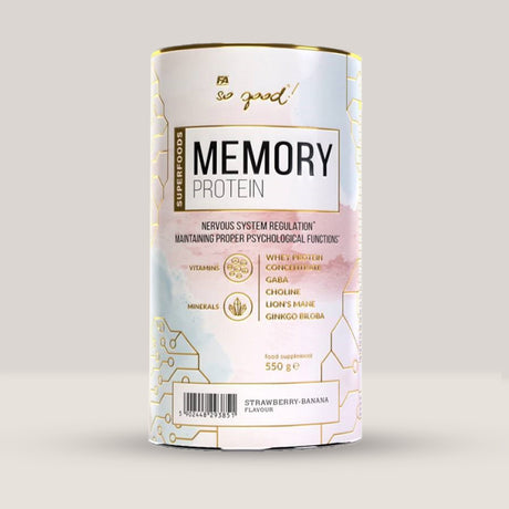 Cutie de Memory Protein din gama so good! de la Fitness Authority, supliment cu proteine și nootropice pentru memorie, 550g.