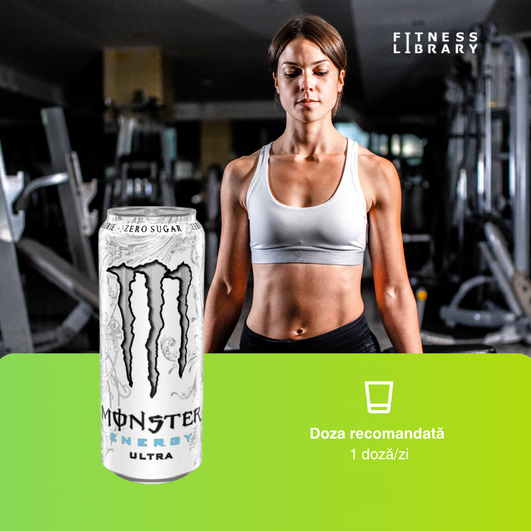 Monster Energy Ultra Zero (500ml) – Băutură energizantă complexă (energie susținută & concentrare mentală) – 1 porție | MONSTER ENERGY