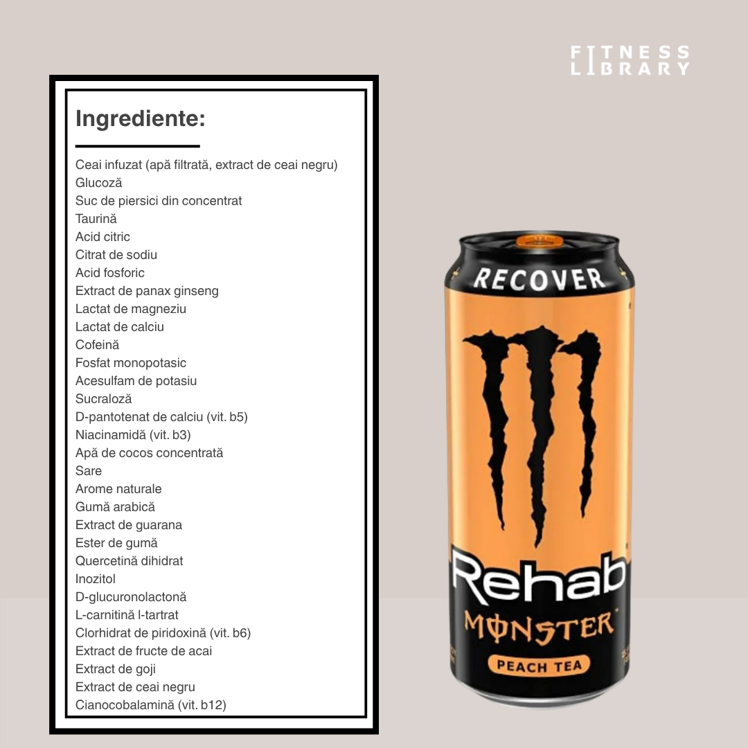 Monster Recover Peach (458ml) – Băutură non-carbonatată pentru recuperare (rehidratare & refacere energetică) | MONSTER ENERGY