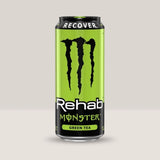 Hidratare profundă și energie subtilă cu MONSTER Rehab Green Tea. Revigorează-te natural cu ceai verde, negru, electroliți și vitamine B.